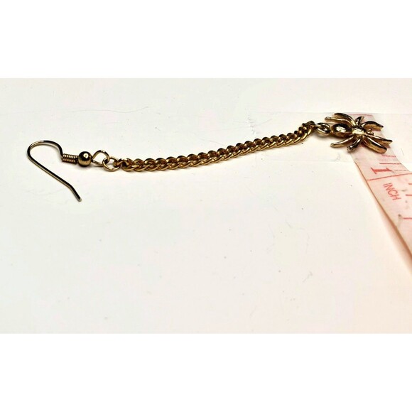 Gold Spider Drop Dangle Earrings 3.5" Unmarked Halloween Costume Jewelry Boho... - Picture 3 of 11
